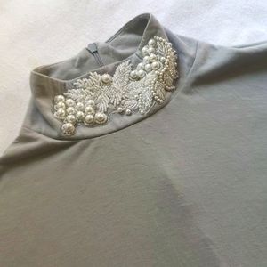 Newport News ruched mockneck XL - soft gray